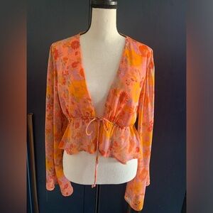 Wild Fable size medium floral wrap blouse